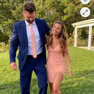Lulu's Peach Midi Dress